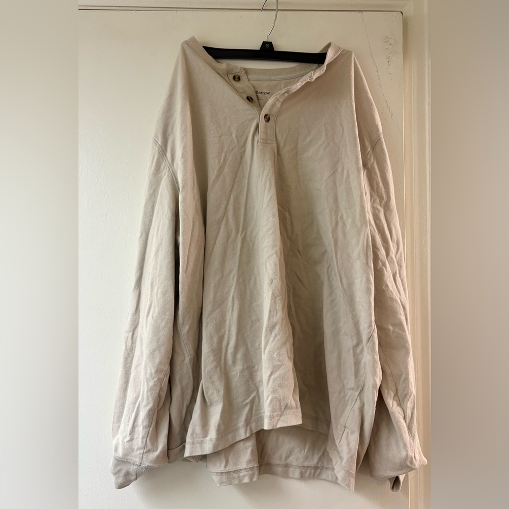 Cream Long Sleeve Henley Shirt Croft & Barrow XL